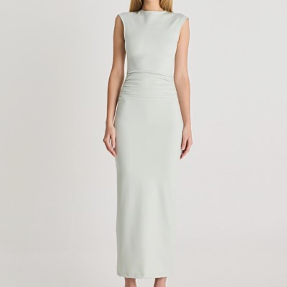 ROMY SCUBA GATHERED DRESS MINT - L